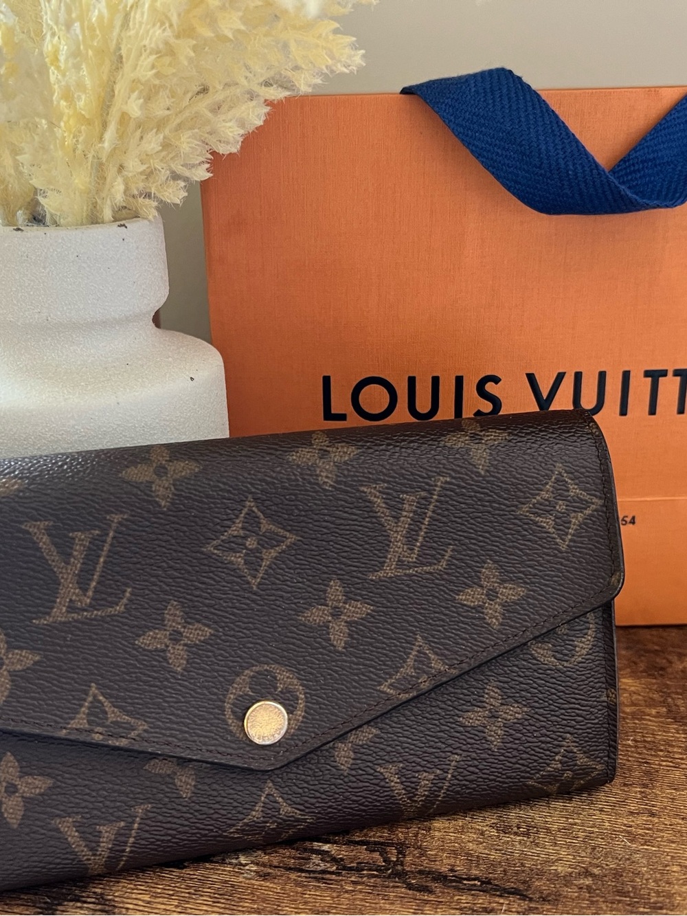 Authentic Louis Vuitton Monogram Sarah Wallet with Gold Snap. COA included.
